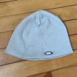 Vintage Oakley Grey Knit Beanie Embroidered Ellipse Logo SkullCap Y2K Streetwear